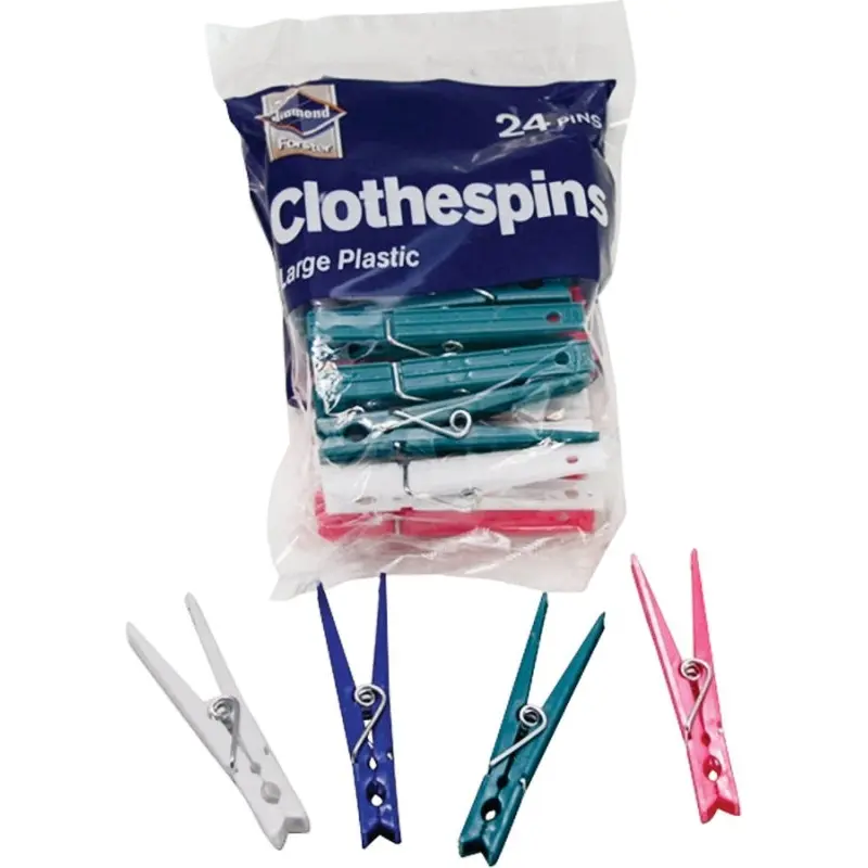 diamond 536-376-850 Clothespin, Plastic, Blue/Green/Pink/White