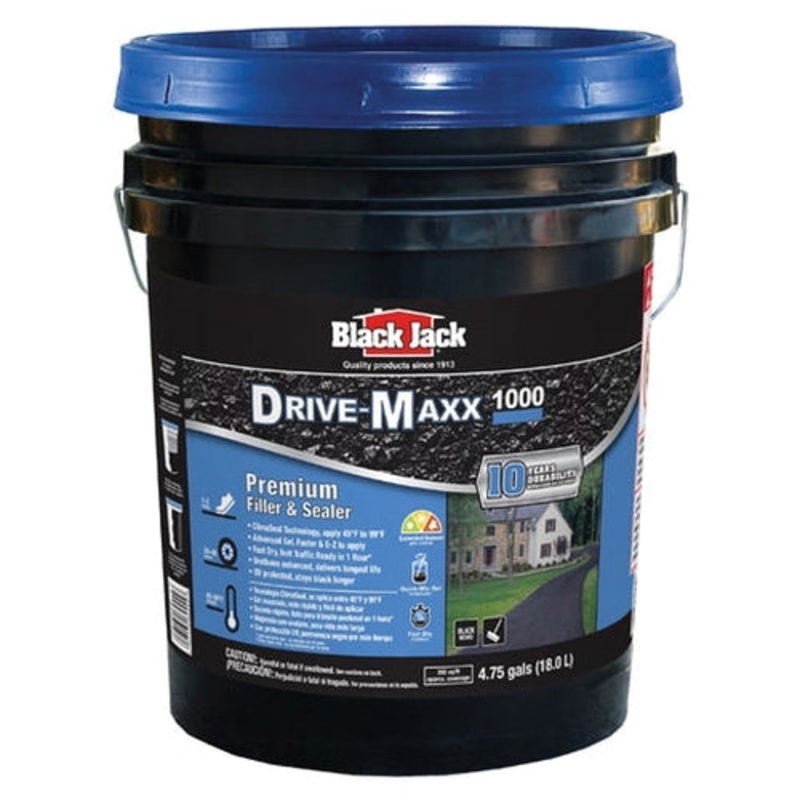 Black Jack DRIVE-MAXX 1000 6455-9-30 Premium Driveway Filler and Sealer, Thick Semi-Liquid, Black, 5 gal, Pail