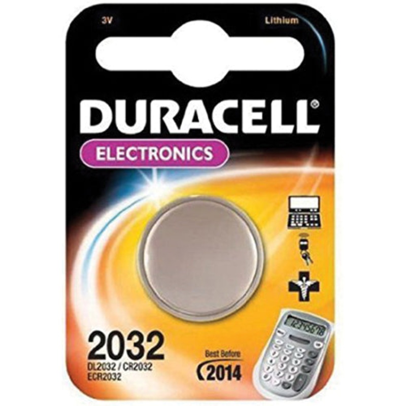 Duracell DL2032BPK Battery, Lithium, 0.23 Ah, 3 V Nominal