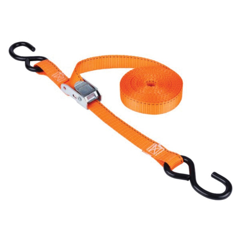 KEEPER 89115 Ratchet Tie-Down Strap, 15 ft L Strap, 1 in W Strap, Orange Strap, S-Hook End Fitting, Steel End Fitting