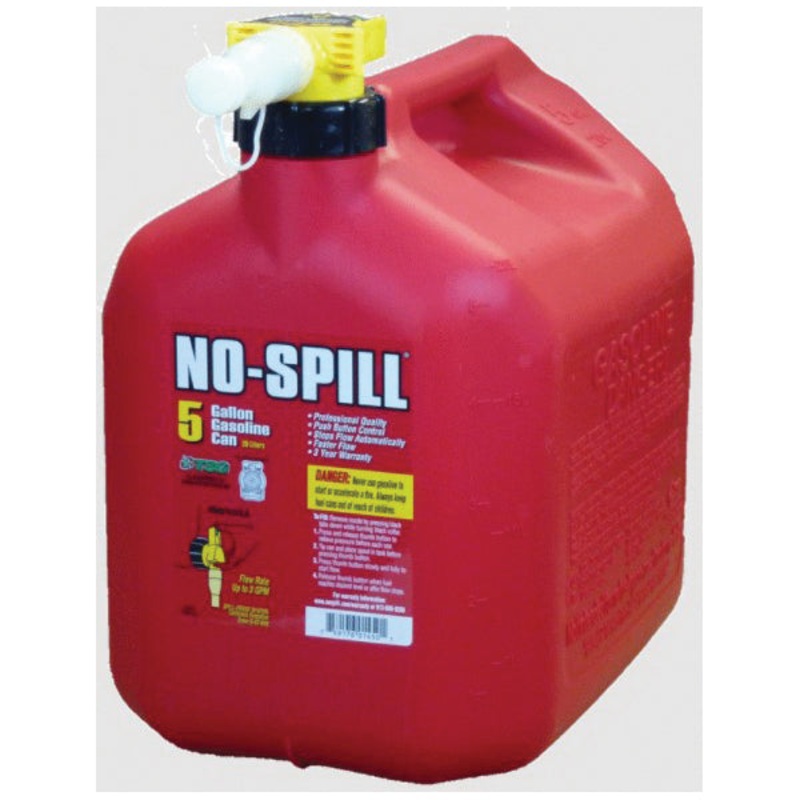 NO-SPILL 1450 Fuel Can, 5 gal Volume, Red, Plastic, 10 in W, 15 in H