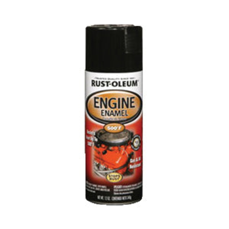 RUST-OLEUM 248932 Automotive Engine Spray Paint, Oil Base, High Gloss/Smooth, Black, 522 g/L VOC, 12 oz, Aerosol Can